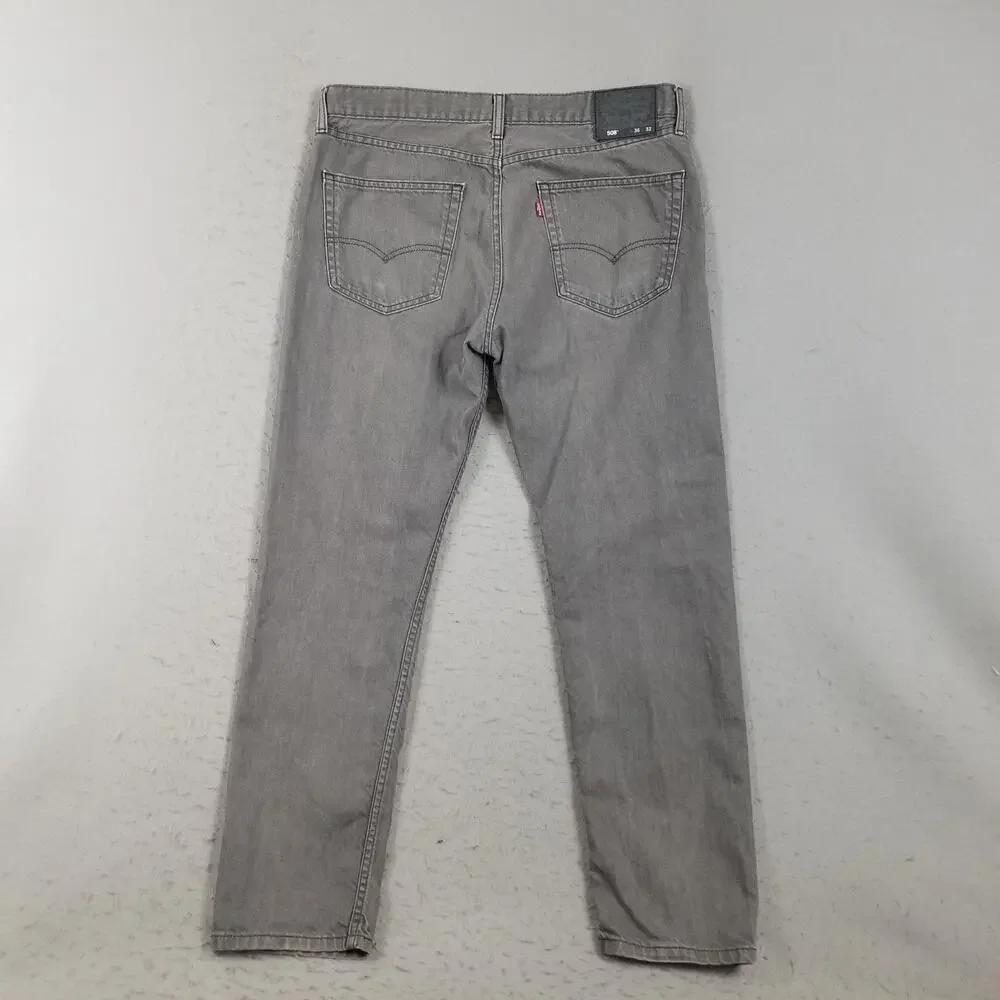 Levis 508 Jeans Mens 36x32‎ Gray Denim Regular Tapered Leg Casual Light Wash